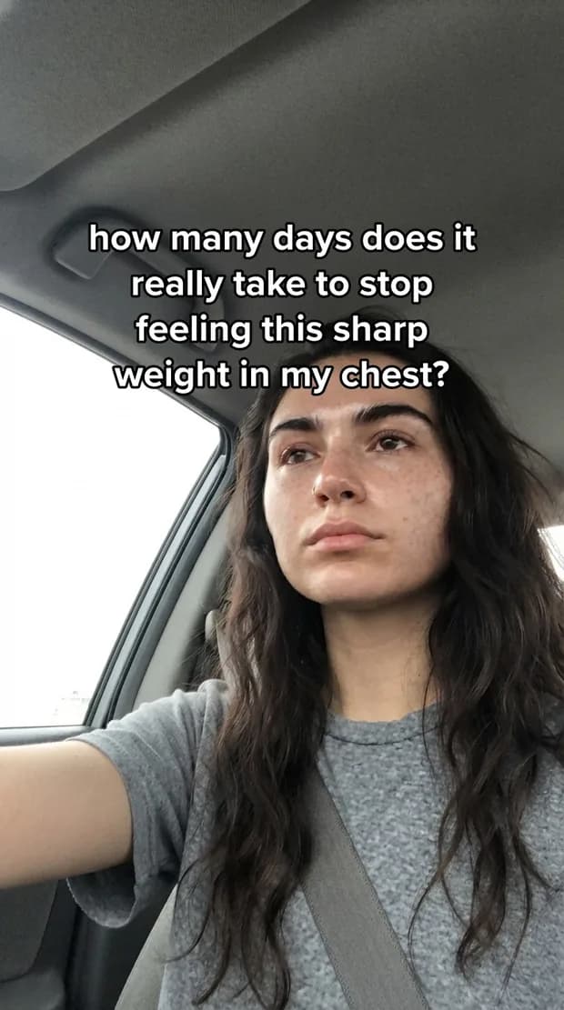 Slide 01 of a generated slideshow: how many days does it really take to stop feeling this sharp weight in my chest