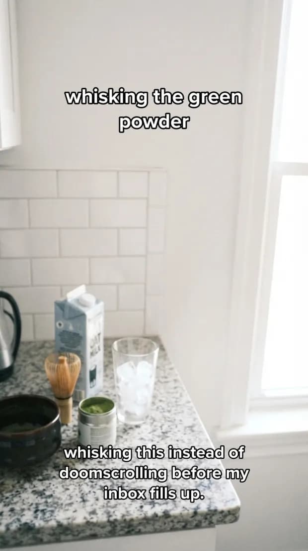 Slide 03 of a generated slideshow: balancing my job and my health with a routine that actually fits my life